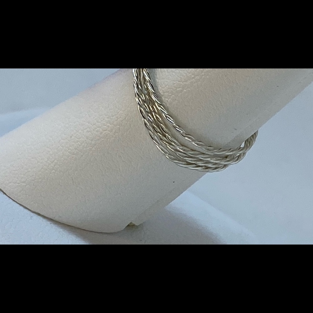Handmade Blue Heart on Twisted Silver Tone Ring - Picture 9 of 15
